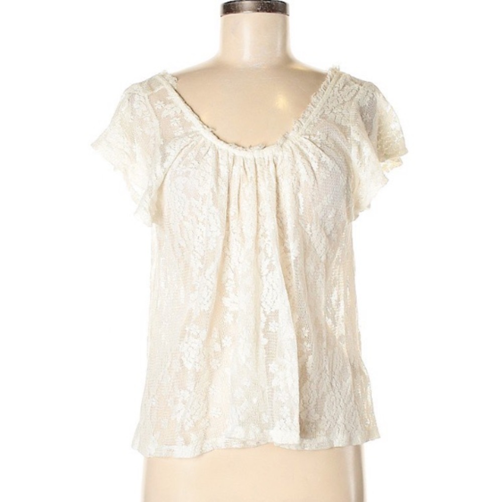 NWOT Kimchi Blue white lace short sleeve blouse
